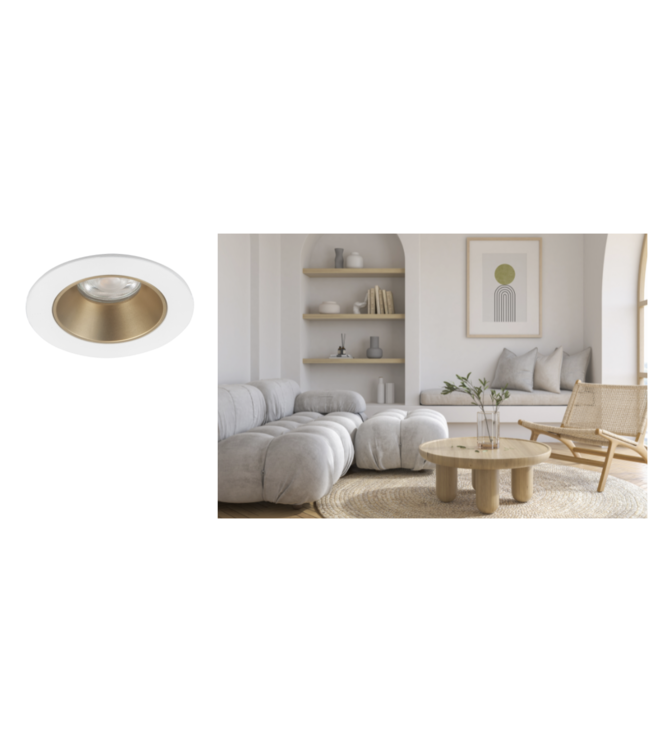 Inbouwspot wit/goud klein