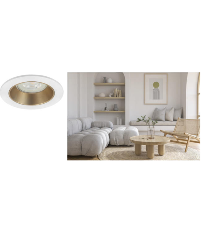 Inbouwspot wit/goud groot