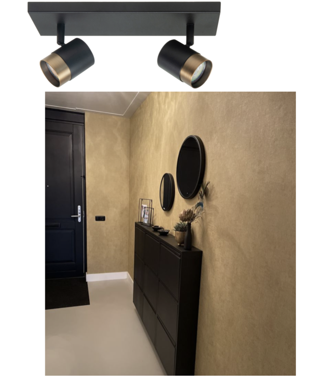 2 lichts spot Savona zwart/brons balk