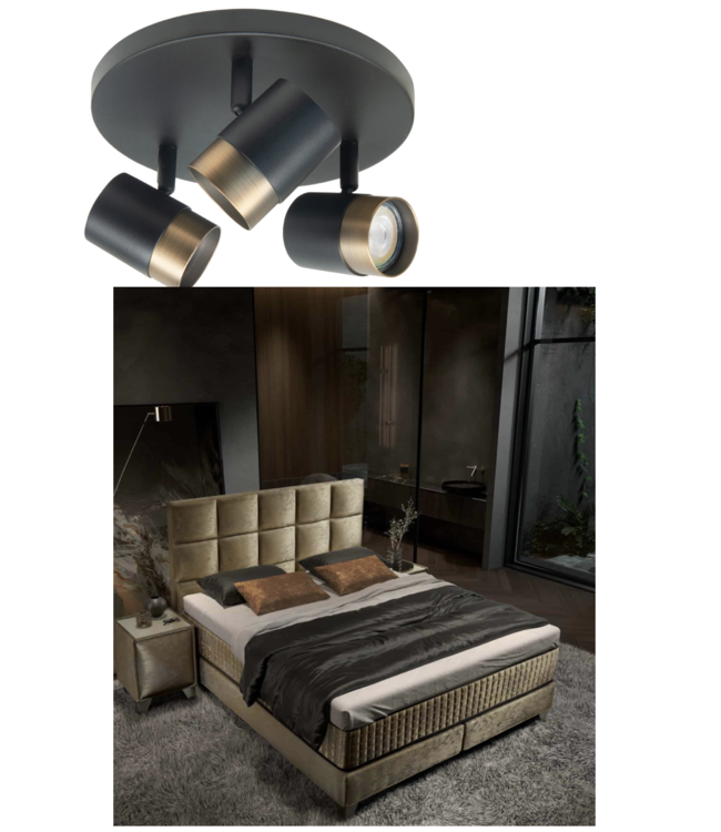 3 lichts spot Savona zwart/brons rond