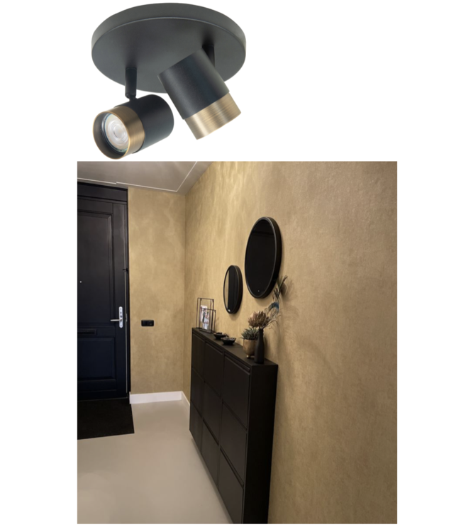 2 lichts spot Savona zwart/brons rond