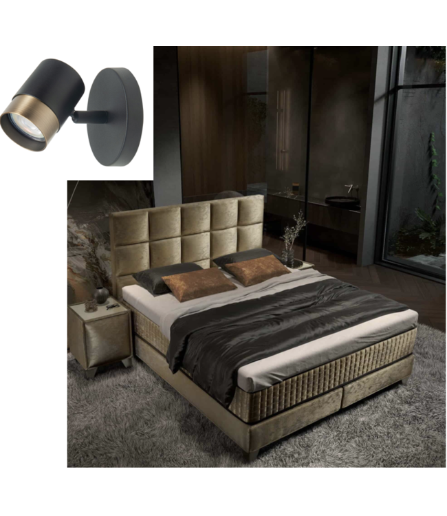 1 lichts spot Savona zwart/brons rond