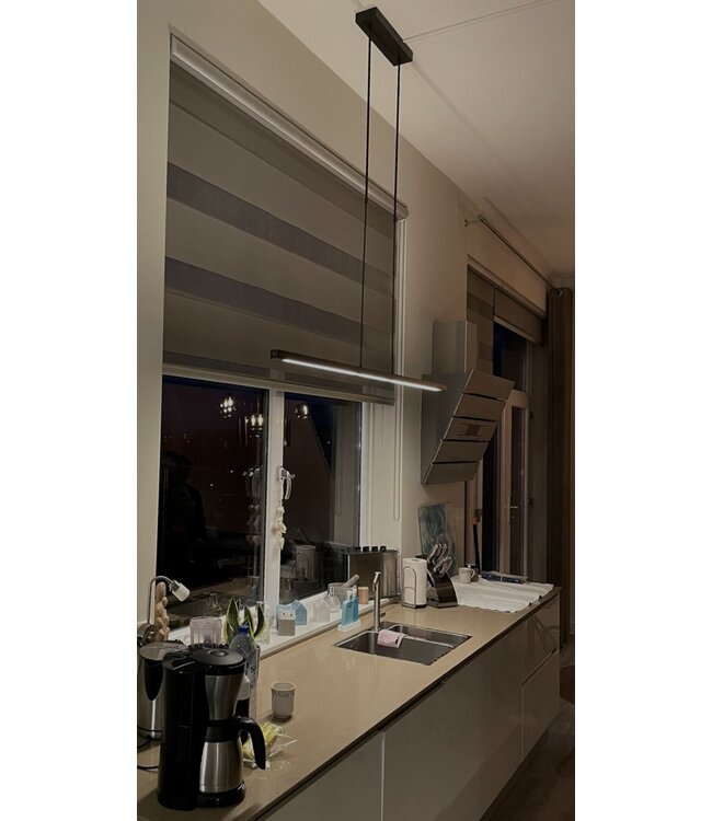 Platte kookeiland led lamp 2700K met design uitstraling up/downlight - 130cm - Cacao