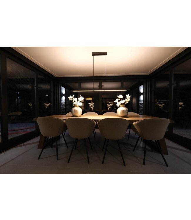Platte eettafel led lamp 2700K met design uitstraling up/downlight - 130cm - Cacao
