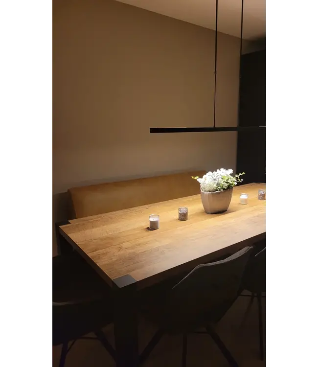 Platte eettafel led lamp 2700K met design uitstraling up/downlight - 130cm - Cacao