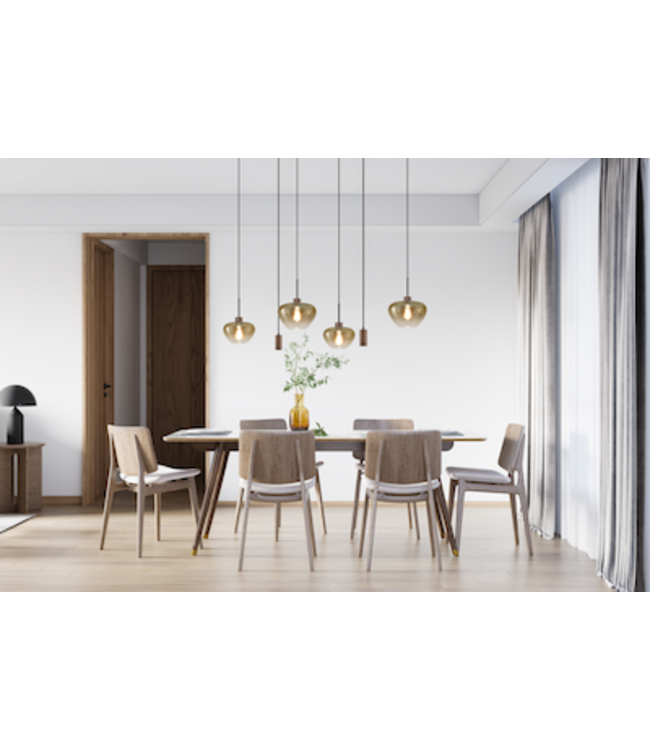 Hanglamp cacao met glas en leesspots