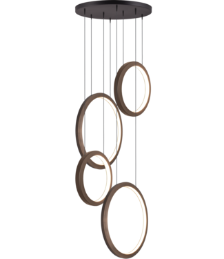 Masterlight Design hanglamp met 4 ledringen Evy -70cm Cacao