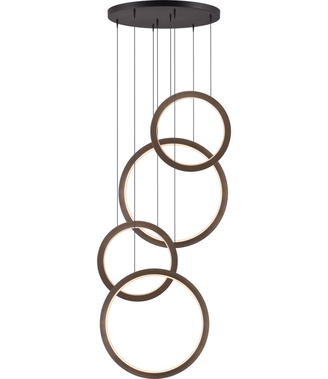 Design hanglamp met 4 ledringen Evy -70cm Cacao