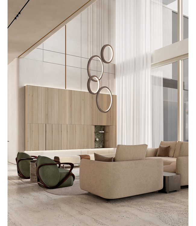 Design hanglamp met 4 ledringen Evy -70cm Cacao