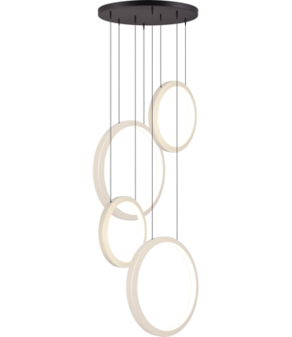 Masterlight Design hanglamp met 4 ledringen Evy -70cm-Creme