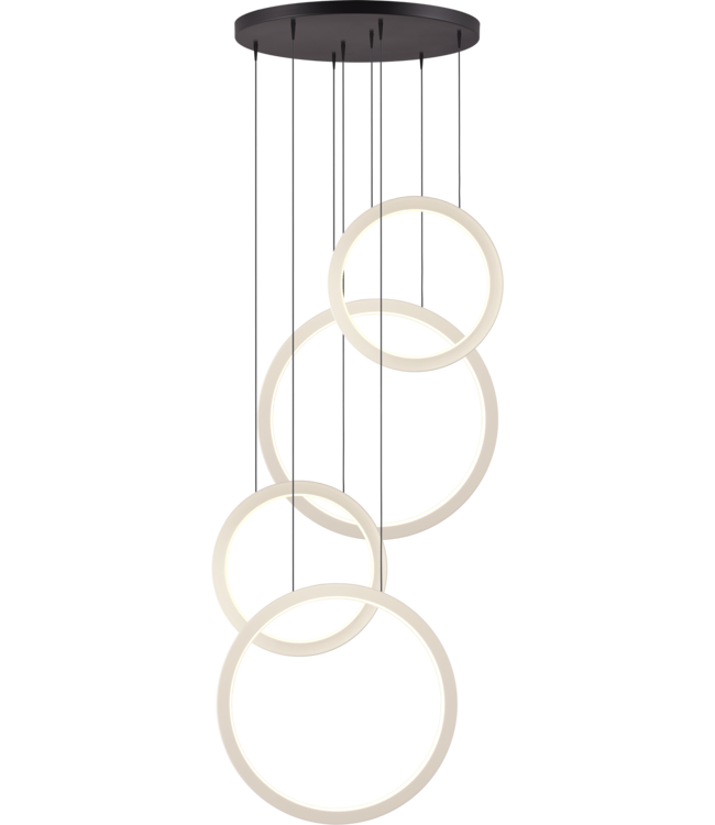 Design hanglamp met 4 ledringen Evy -70cm Creme