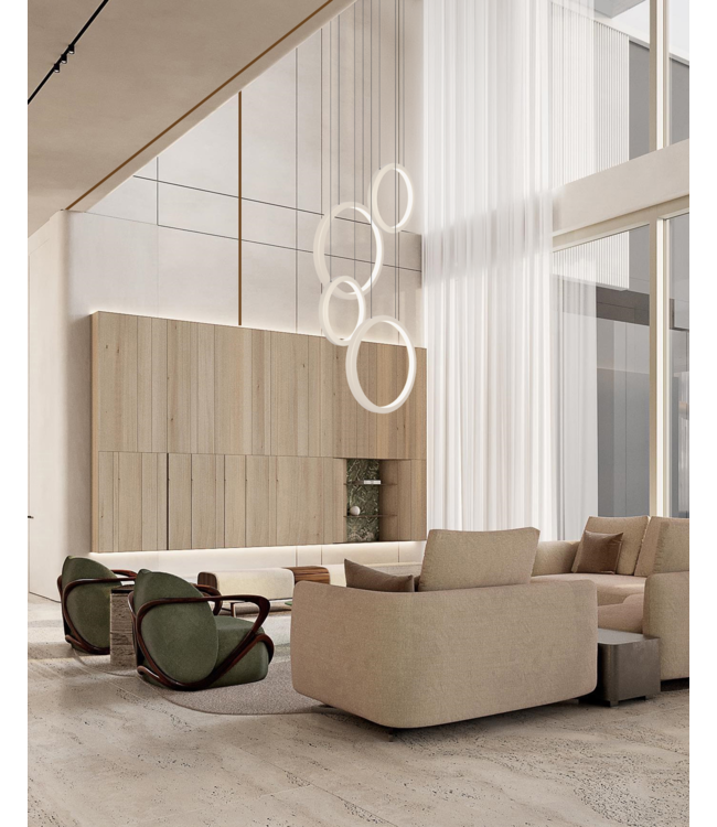 Design hanglamp met 4 ledringen Evy -70cm Creme