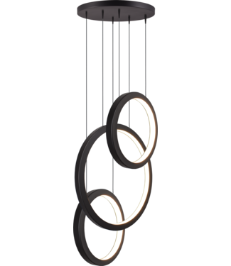 Masterlight Design hanglamp met 3 ledringen Evy -50cm Zwart