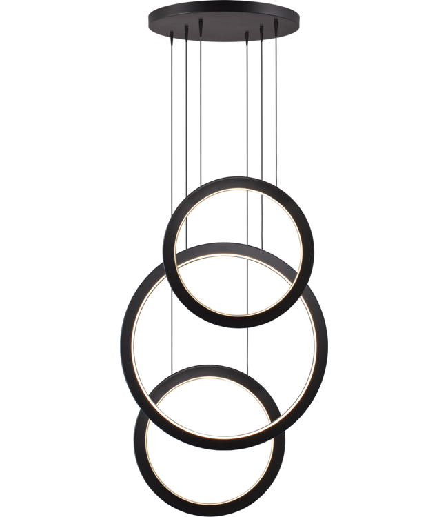 Design hanglamp met 3 ledringen Evy -50cm Zwart
