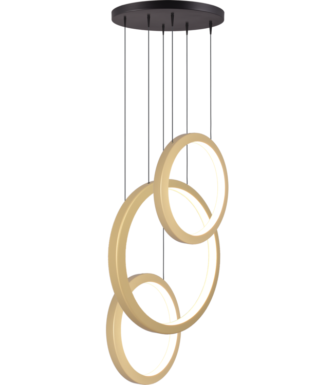 Design hanglamp met 3 ledringen Evy -50cm mattgoud