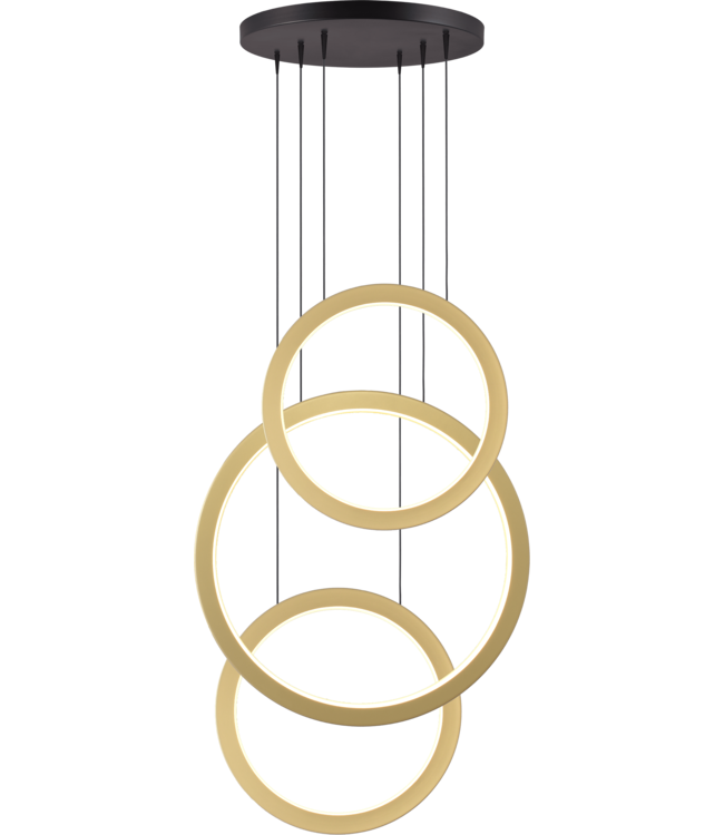 Design hanglamp met 3 ledringen Evy -50cm mattgoud