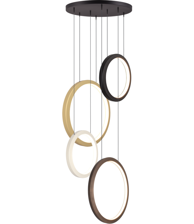 Design hanglamp met 4 ledringen Evy -70cm Creme