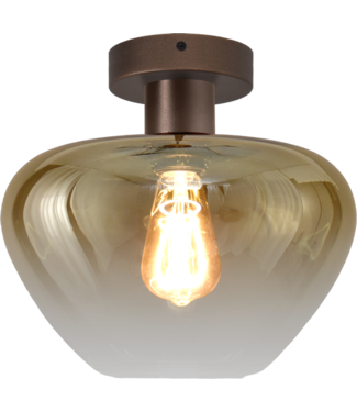 Masterlight Plafondlamp genua 1 lichts cacao met amber glas