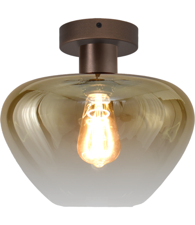 Masterlight Plafondlamp genua 1 lichts cacao met amber glas