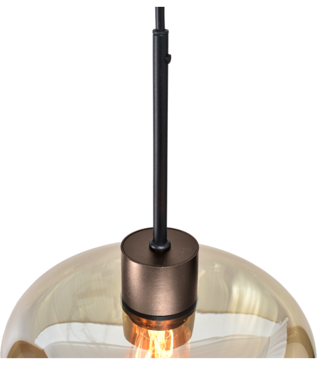 Plafondlamp genua 1 lichts cacao met amber glas