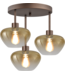 Masterlight Plafondlamp genua 3 lichts Cacao met amber glas