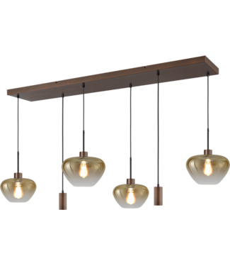 Masterlight Hanglamp cacao 6 lichts met glas en leesspots