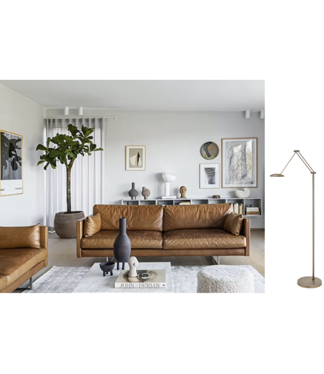 Brons  minimalische leeslamp met knikarm dim to warm