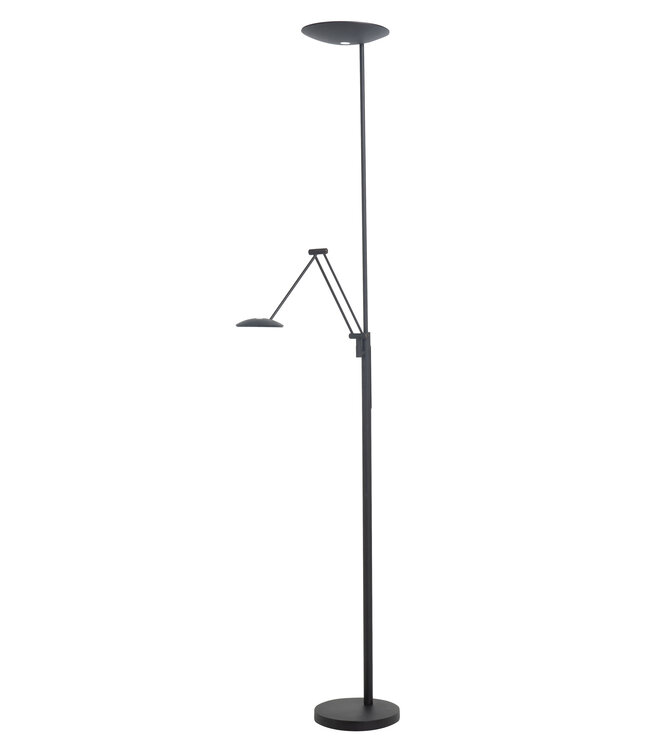 Vloerlamp uplight met leesarm dim to warm zwart