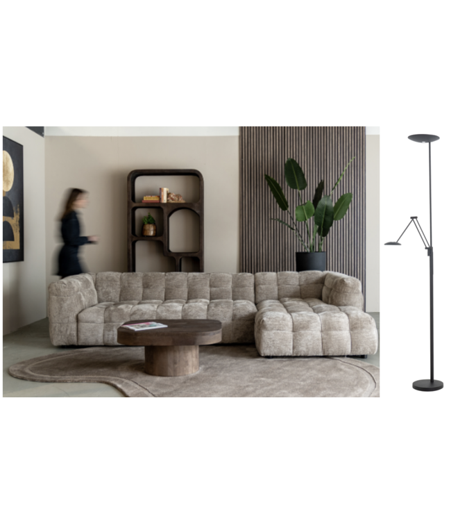 Vloerlamp uplight met leesarm dim to warm zwart