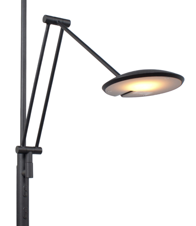 Vloerlamp uplight met leesarm dim to warm zwart