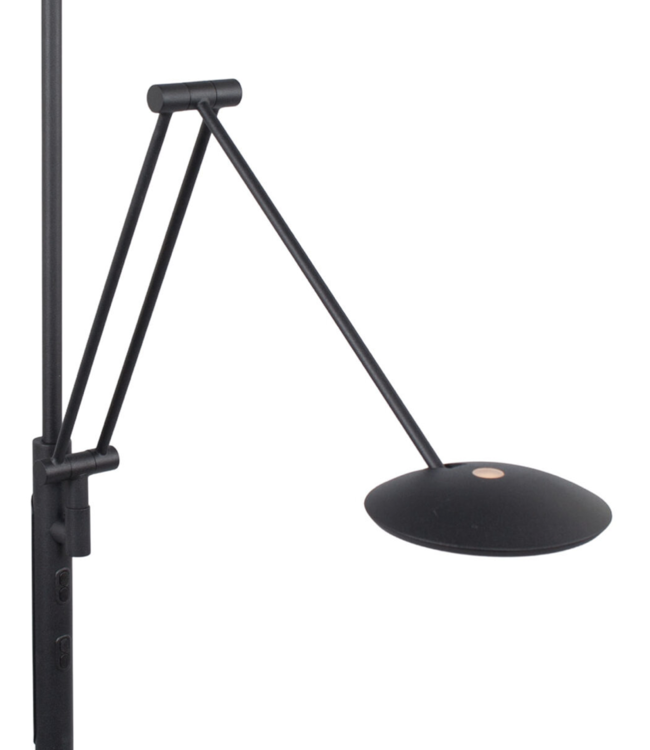 Vloerlamp uplight met leesarm dim to warm zwart