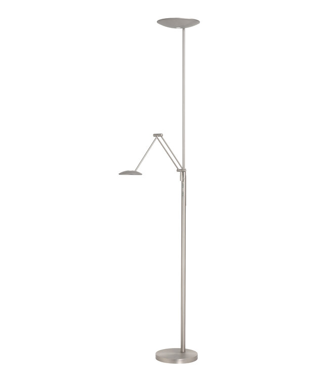 Vloerlamp uplight met leesarm dim to warm rvs