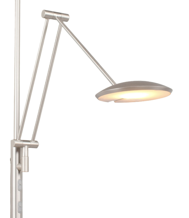 Vloerlamp uplight met leesarm dim to warm rvs