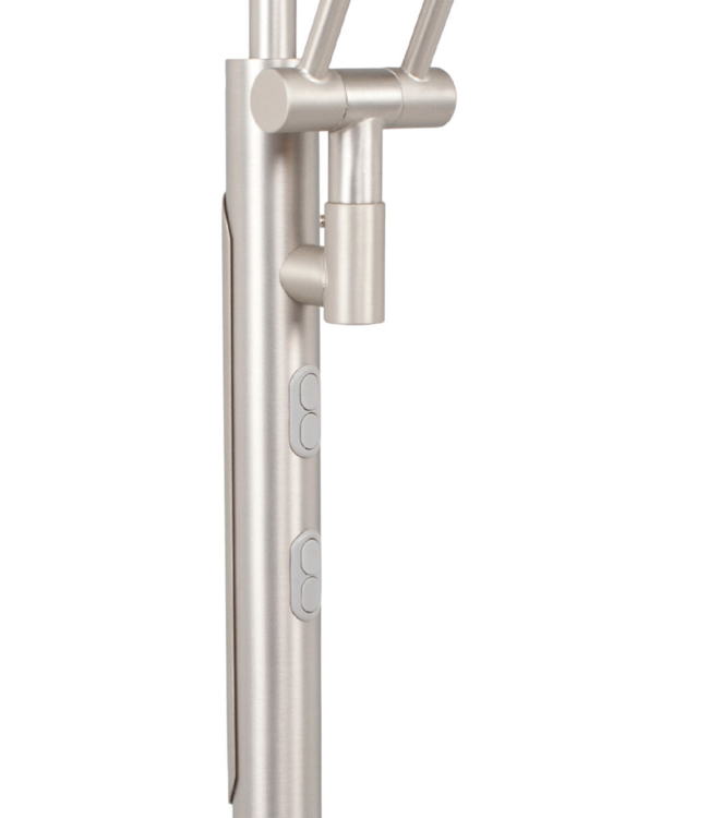 Vloerlamp uplight met leesarm dim to warm rvs