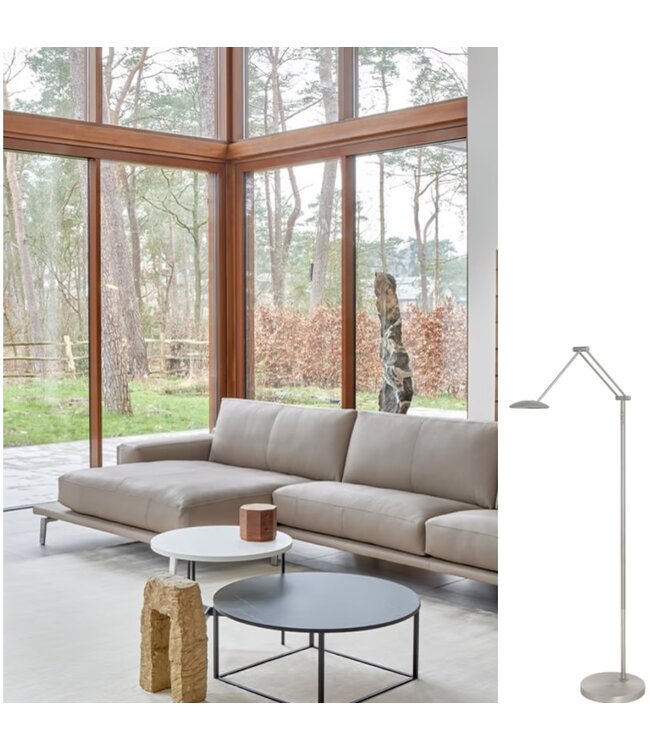 RVS minimalische leeslamp met knikarm dim to warm