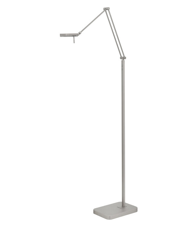 Knikarm led leeslamp 10watt met push dimmer vierkant mat staal