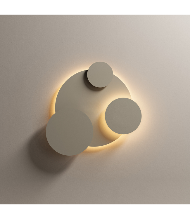Wandlamp cirkels 91cm met licht achter 2 cirkels Quartz