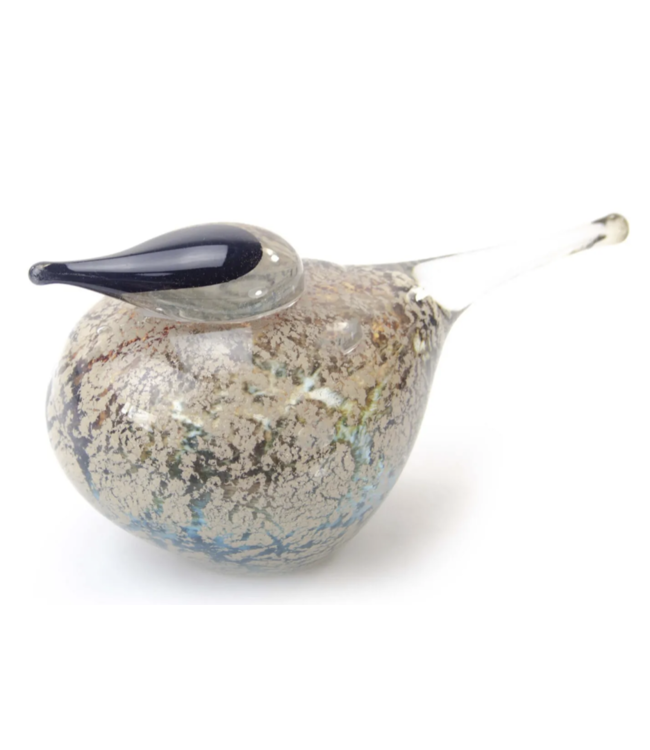 Vogel 30cm  handgemaakt beige blauw