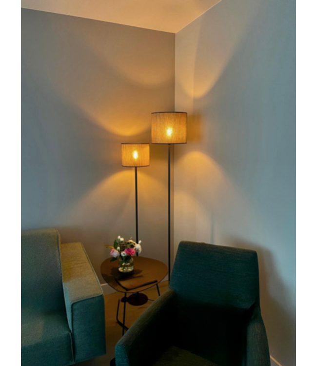 Hoge vloerlamp cacao inclusief linnen kapje