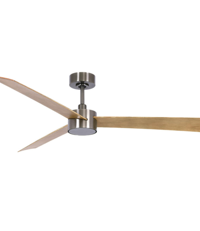 luxe ventilator met licht en afstands bediening- 132 cm- rvs met hout