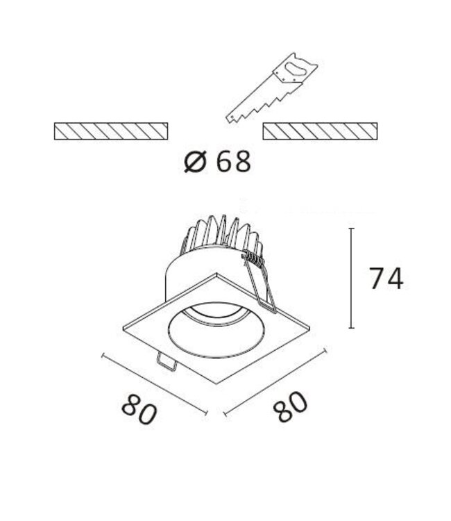 Inbouwspot met geintregreerde led ip44 2700K
