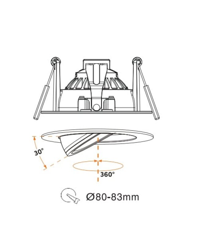 Inbouwspot met geintregreerde led ip54 1800K-3000K wit