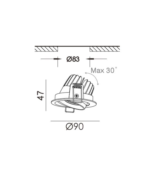Inbouwspot met geintregreerde led ip44 2700K wit