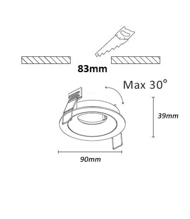 Luxe inbouwspot gu10 antique brass rond kantelbaar