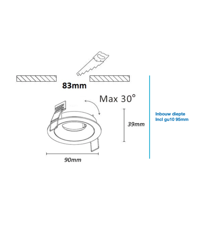 Luxe inbouwspot gu10 wit kantelbaar rond