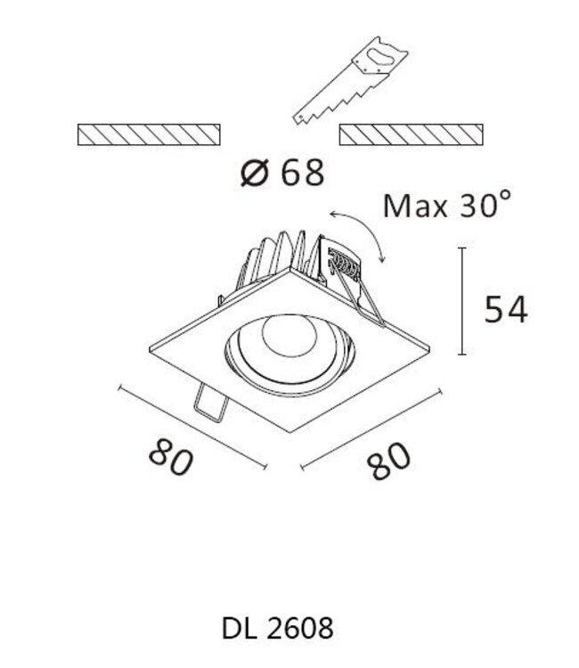 Inbouwspot mat staal  met geintregreerde led ip44 2700K