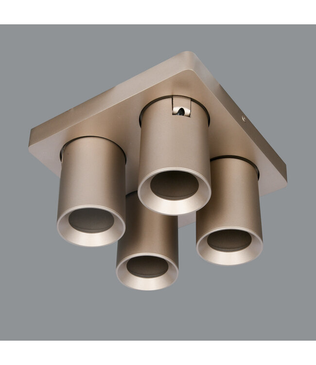 Megano  spot 4 lichts vierkant  champagne gu10 afgeronde hoeken