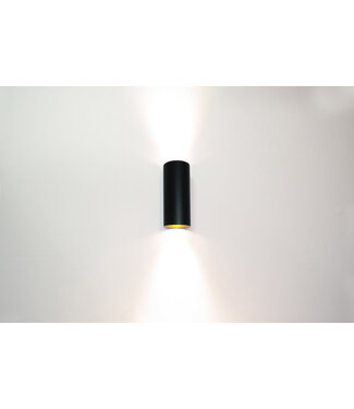 Artdelight Wandlamp zwart goud Roulo 2x gu10 rond
