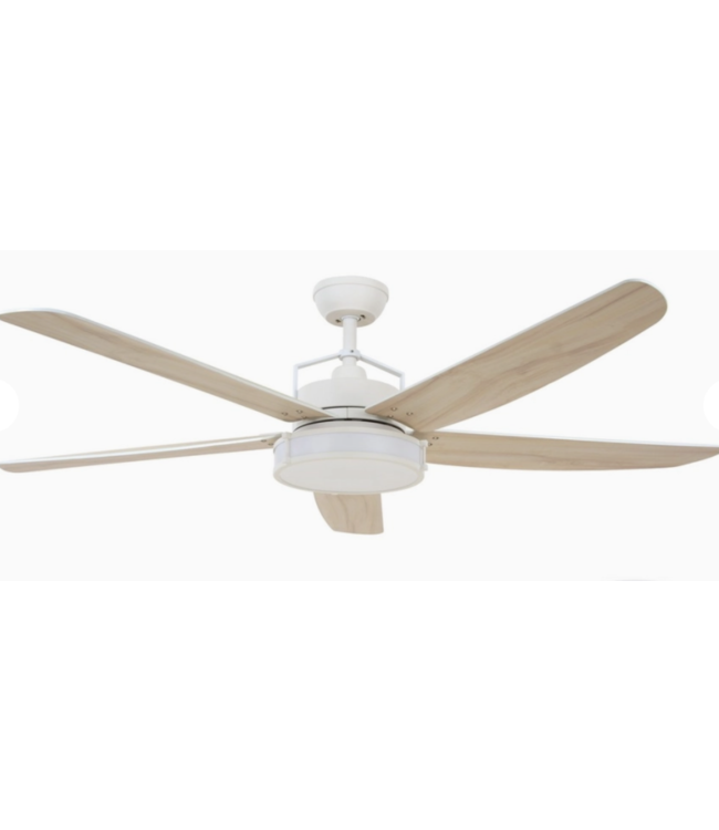 Witte ventilator met lichthouten bladen een afstandsbediening-157cm