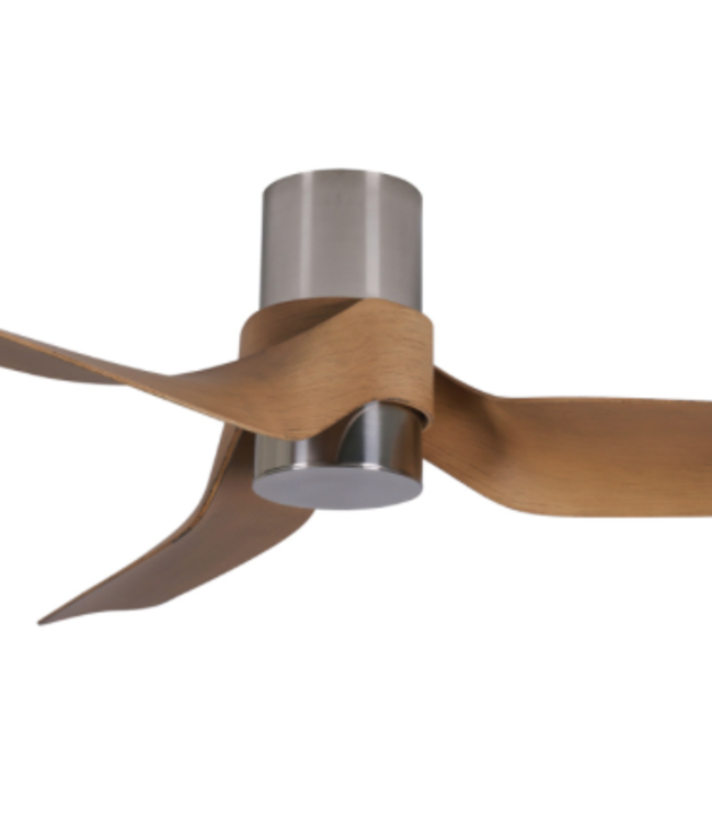 Luxe ventilator brushed rvs met teak bladen -132cm